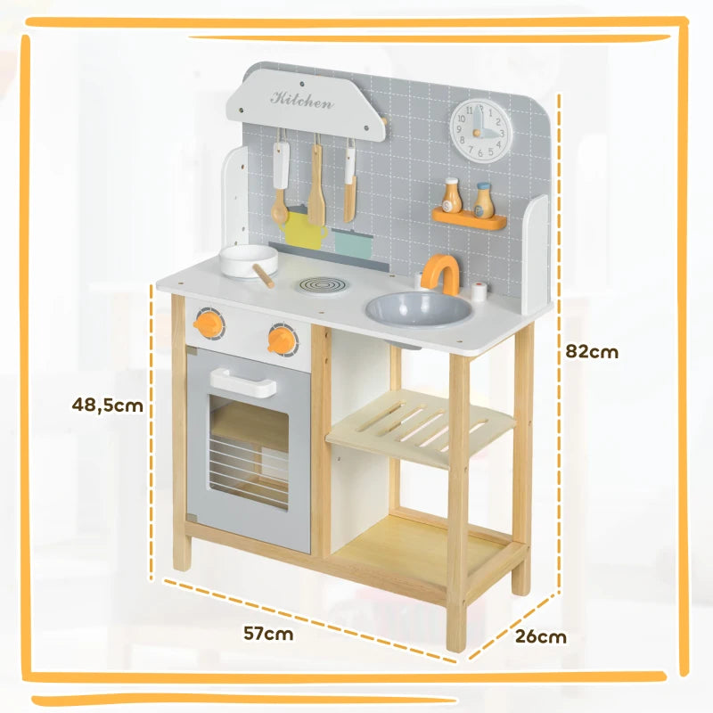 Nancy's Yuna Kinderkeuken - Speelkeuken - Speelgoedkeuken - Inclusief Accessoires - Grijs