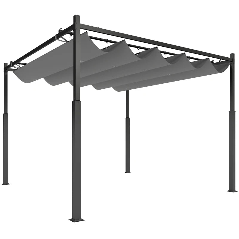 Nancy's Pollein Pergola - Terras overkapping - Tuinhuisje - Uitschuifbaar dak - Grijs - ± 300 x 300 x 230 cm