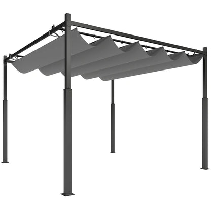 Nancy's Pollein Pergola - Terras overkapping - Tuinhuisje - Uitschuifbaar dak - Grijs - ± 300 x 300 x 230 cm