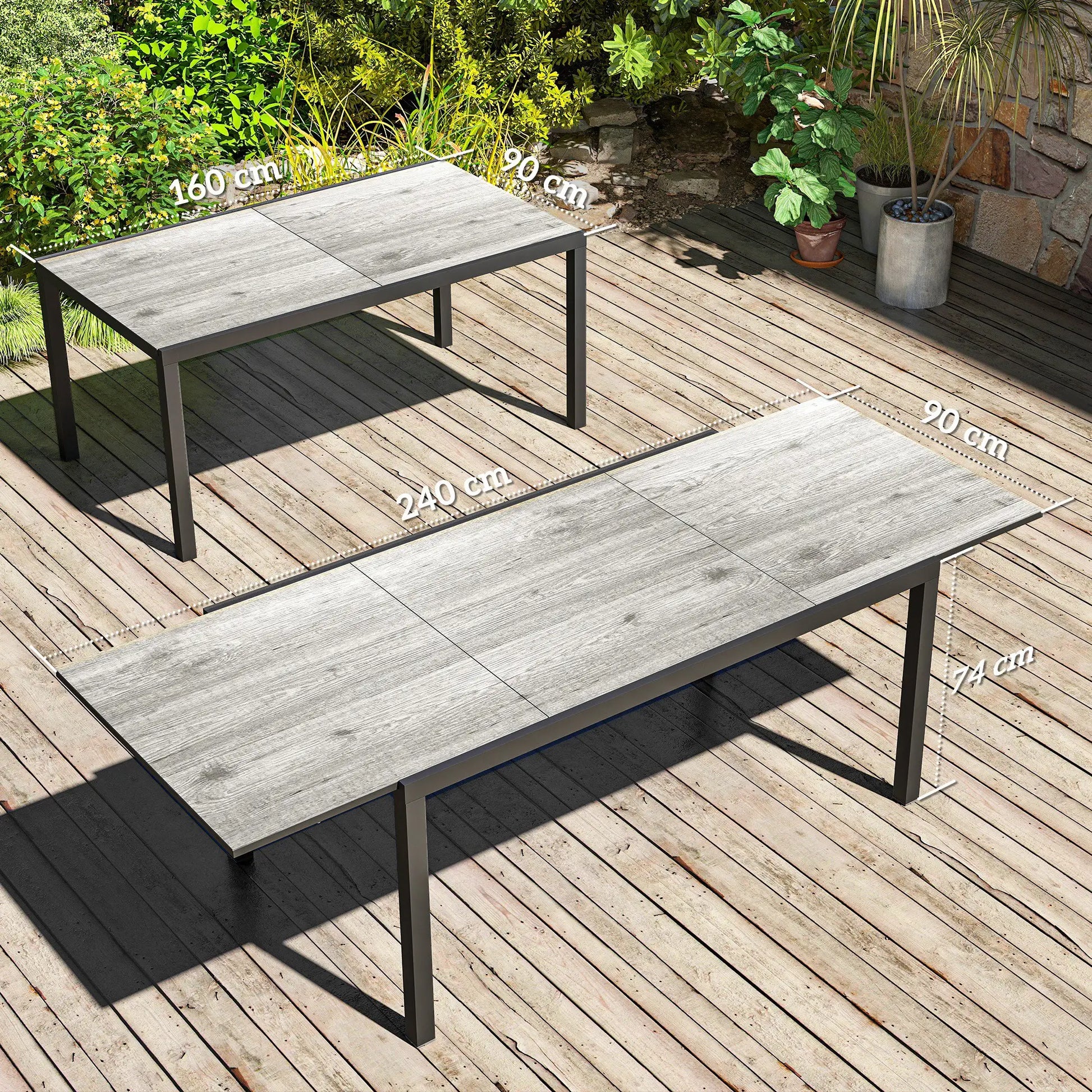 Nancy's Gangi Tuintafel - Eettafel voor Buiten - Terrastafel - Uitschuifbaar - Grijs