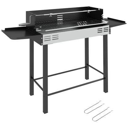 Nancy's Feitos Barbecue - BBQ - Grill - Met Draaispit - Houtskool - Verstelbaar Grillrooster - Staal - Zwart