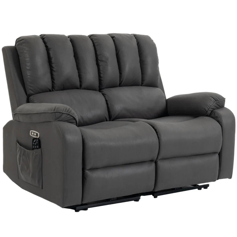 Nancy's Valpelline Dubbele Massagestoel - Massagefauteuil - Bioscoopstoel - Relaxfauteuil - 2 Personen - Grijs - Kunstleer