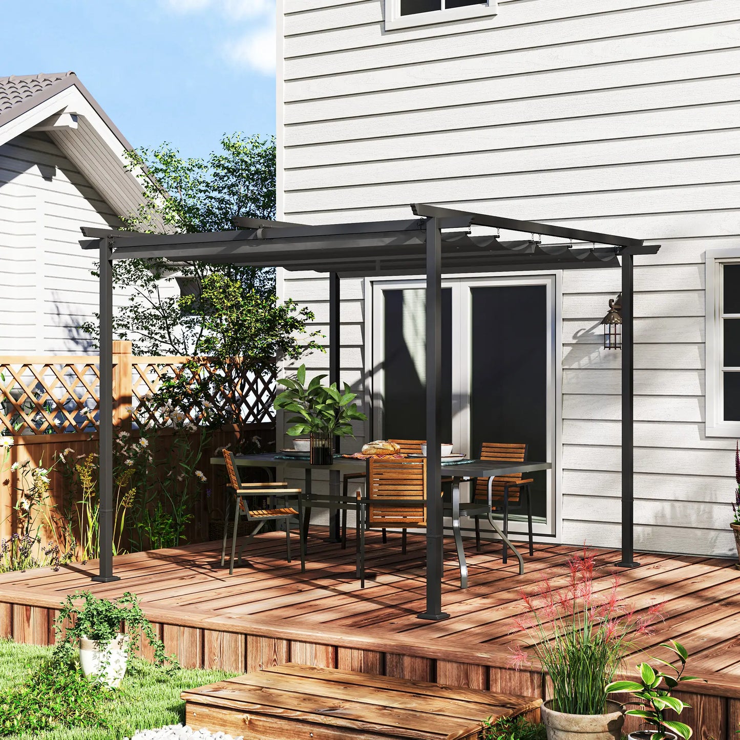 Nancy's Calcara Pergola - Paviljoen - Terras Overkapping - Grijs - ± 300 x 300 x 230 cm