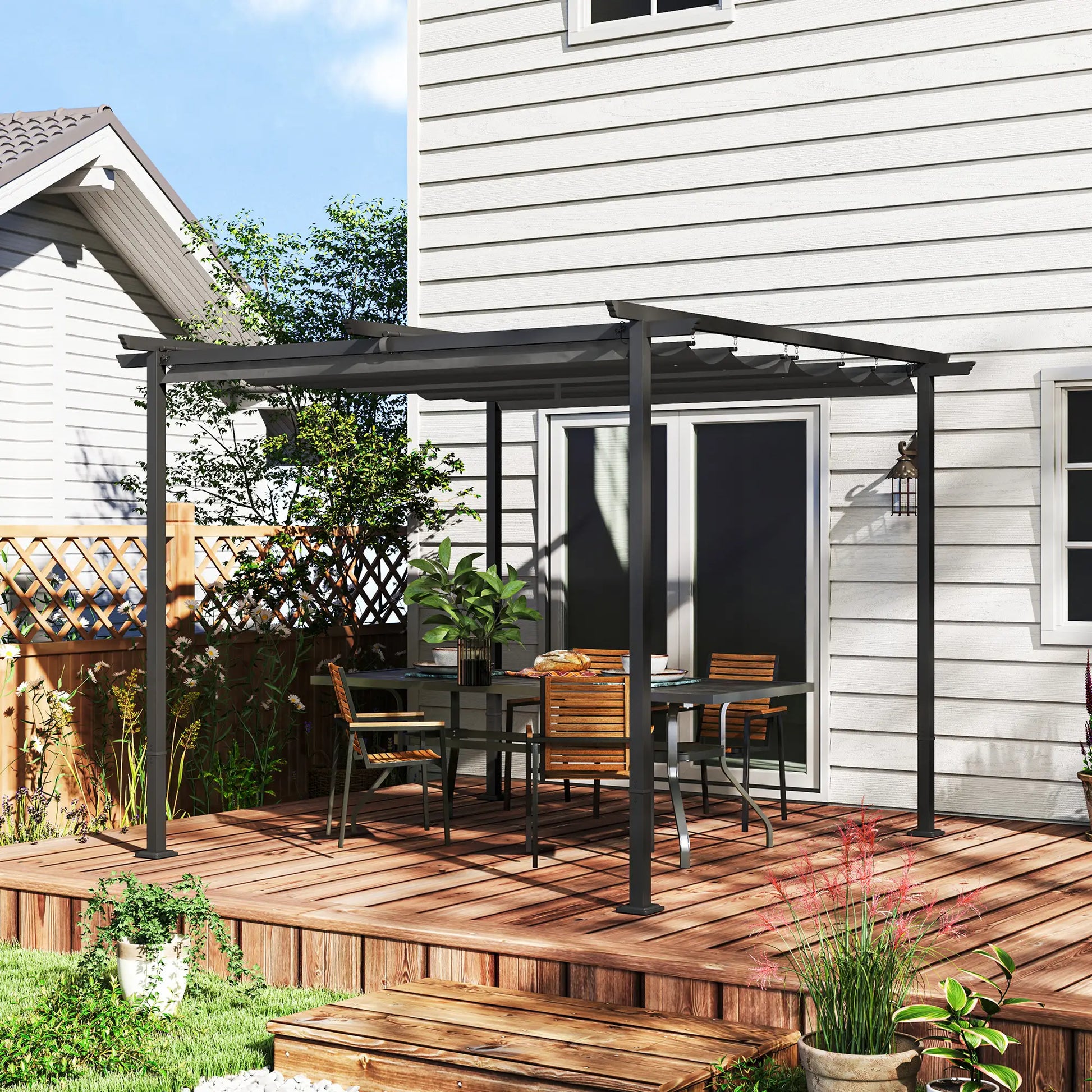 Nancy's Calcara Pergola - Paviljoen - Terras Overkapping - Grijs - ± 300 x 300 x 230 cm