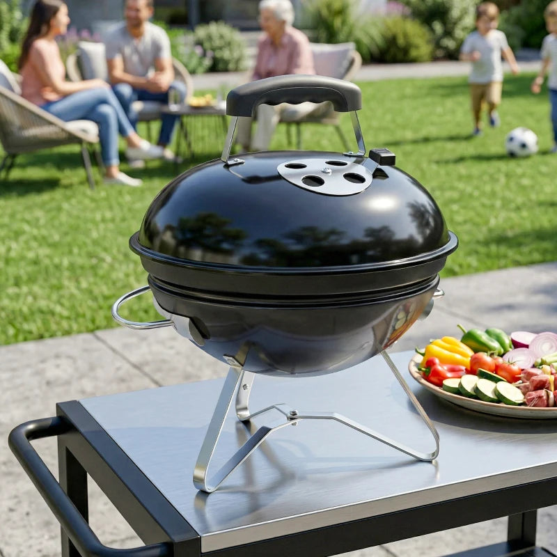 Nancy's Scorzè Kogelbarbecue - Houtskoolbarbecue - Robuust - Weerbestendig - Draagbaar - Zwart