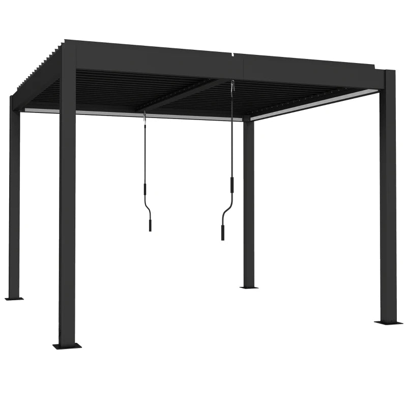Nancy's Segrate Pergola - Terrasoverkapping - Paviljoen - Ingebouwde LED-buislampen - Grijs - Aluminium / Staal - 300 x 300 x 250 cm