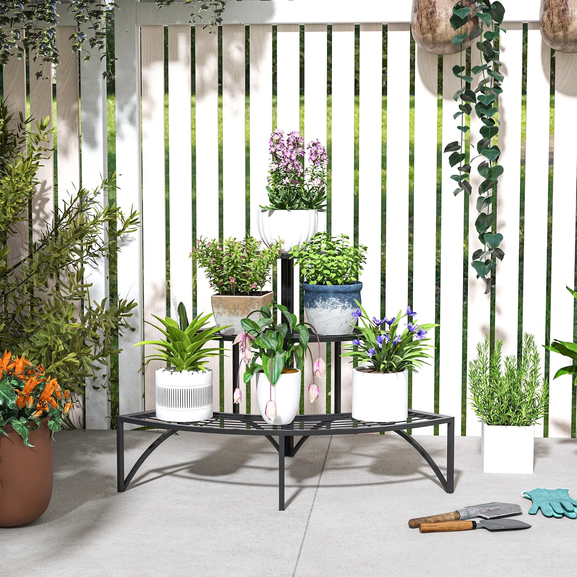 Nancy's Ramalhal Plantenrek - Plantenstandaard - Bloemenstandaard - Zwart - Staal - ± 85 x 60 x 60 cm