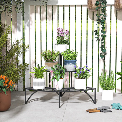 Nancy's Ramalhal Plantenrek - Plantenstandaard - Bloemenstandaard - Zwart - Staal - ± 85 x 60 x 60 cm