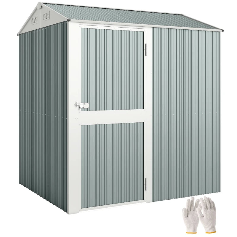 Nancy's Puglia Opbergschuur - Gereedschapsschuur - Tuinschuur - Grijs - Staal - ± 210 x 175 x 235 cm