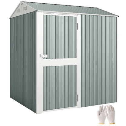 Nancy's Puglia Opbergschuur - Gereedschapsschuur - Tuinschuur - Grijs - Staal - ± 210 x 175 x 235 cm