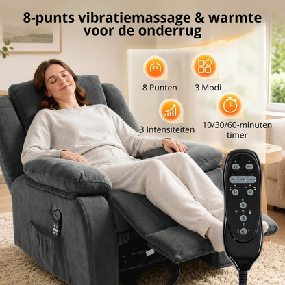 Nancy's Valmadrera Massagestoel - Massagefauteuil - Trilmassage & Warmte - Verstelbaar - Draaibaar - Grijs - Fluweel