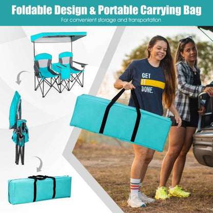 Nancy's Muro Dubbele Klapstoel met Draagtas - Campingstoel - Kampeerstoel - Strandstoel - Blauw