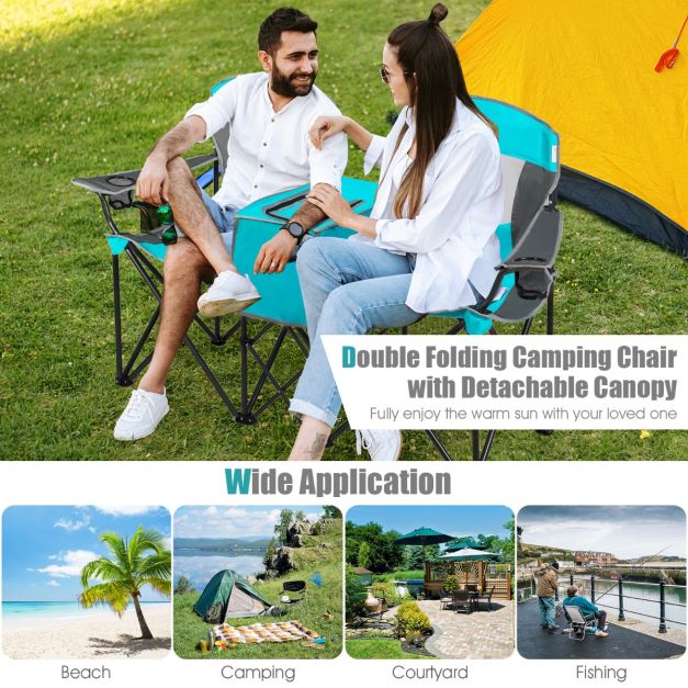 Nancy's Muro Dubbele Klapstoel met Draagtas - Campingstoel - Kampeerstoel - Strandstoel - Blauw