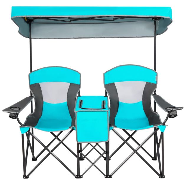 Nancy's Muro Dubbele Klapstoel met Draagtas - Campingstoel - Kampeerstoel - Strandstoel - Blauw