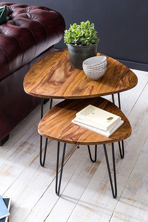 Nancy's Nesttafels -Massief - Houten Bijzettafels - 60 x 56 x 60 cm