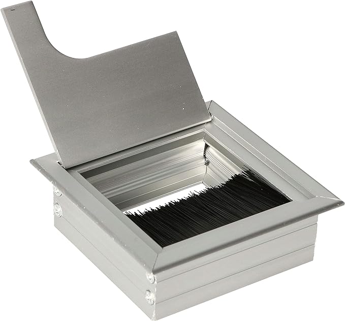 Eleganca Entrée de câble en aluminium pour bureau 8x8 cm Noir Mat