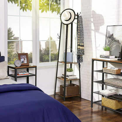 Nancy's Bremerton Staande Kapstok - Garderoberek - Met Planken - Vintage - ± 45 x 45 x 180 cm