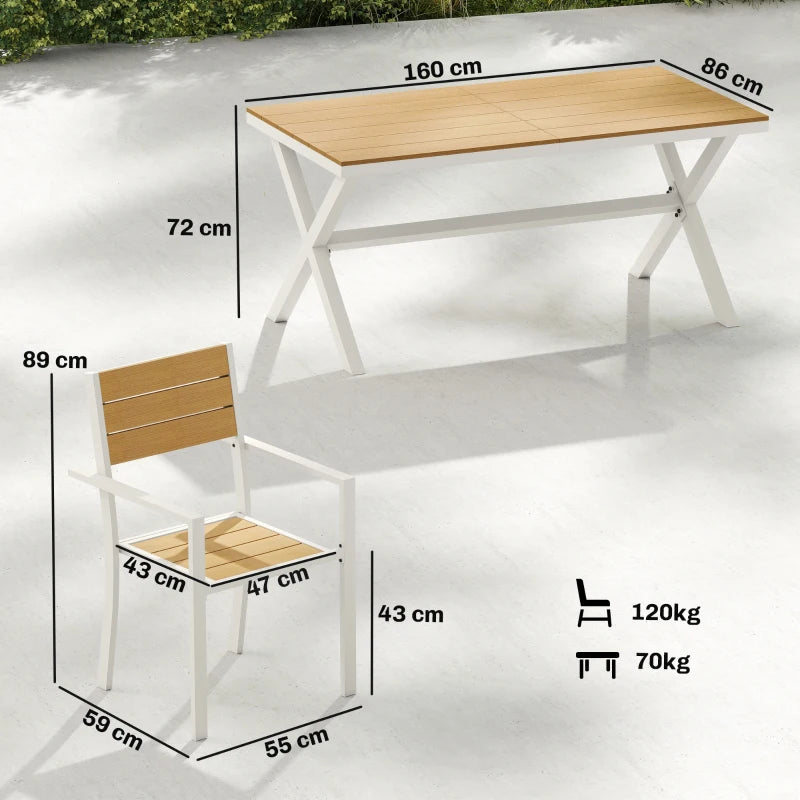 Nancy's Siracusa Tuinset - Tuimeubelset - Eettafelset voor Buiten - 6-Persoons - Wit / Teak