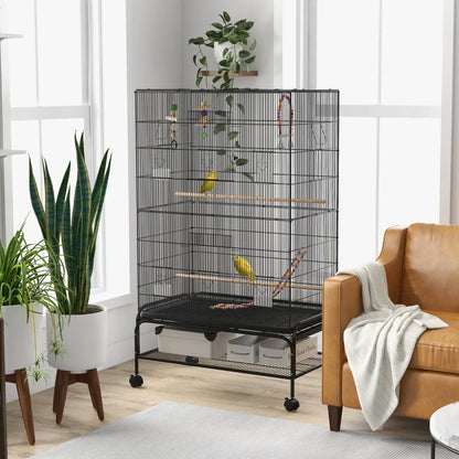 Nancy's Valongo Vogelkooi - Vogelhuis - Zwart - ± 100 x 60 x 160 cm