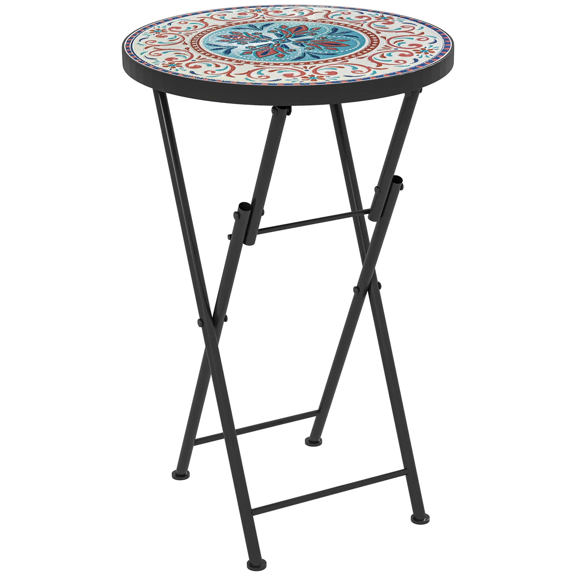 Nancy's Cinigiano Balkontafel - Tuintafel - Bijzettafel voor buiten - Bistrotrafel - Keramiek - ± Ø35 x 55 cm
