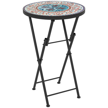 Nancy's Cinigiano Balkontafel - Tuintafel - Bijzettafel voor buiten - Bistrotrafel - Keramiek - ± Ø35 x 55 cm