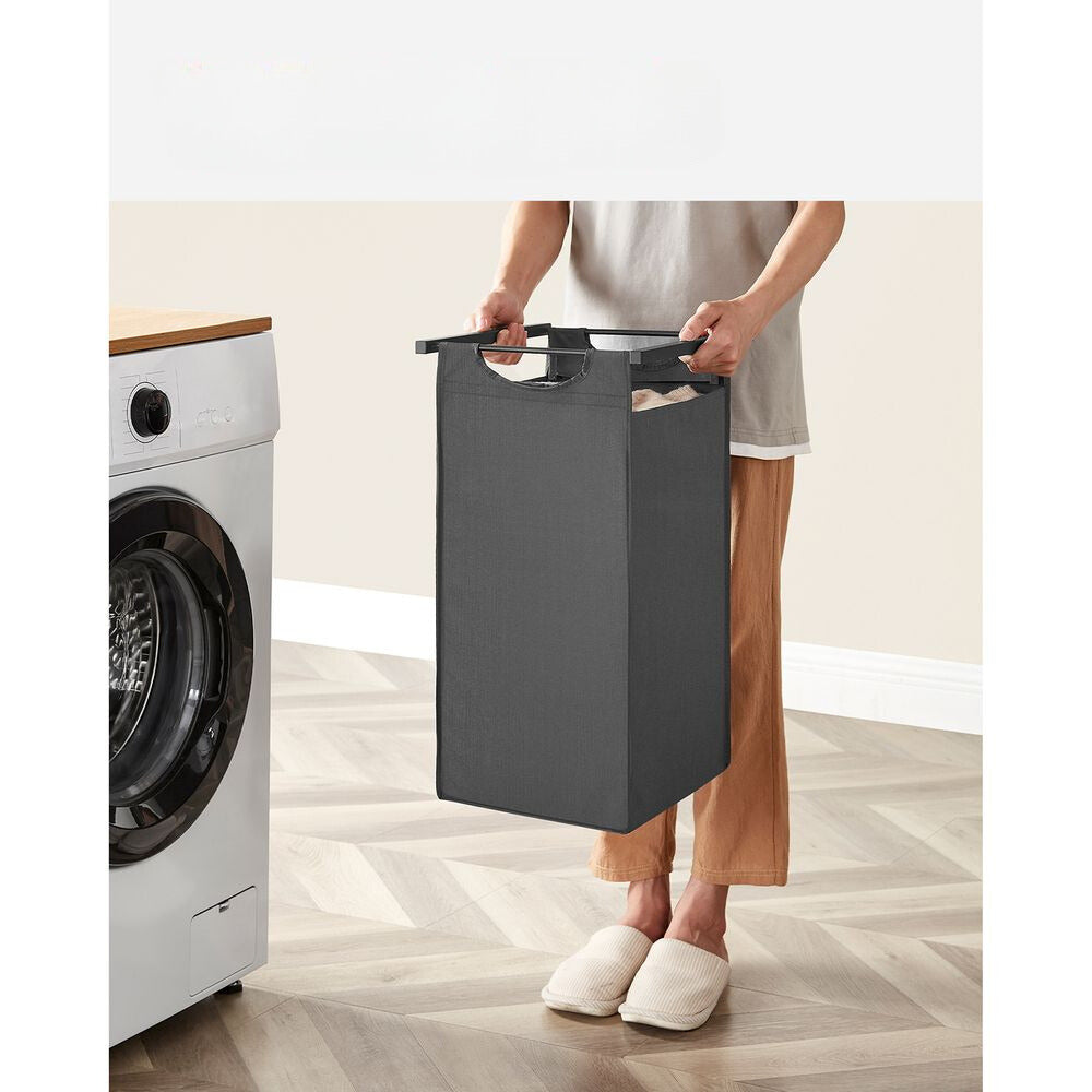 Nancy's Millom Laundry Sorter - Laundry basket with 3 compartments - Laundry box - Laundry trolley - Industrial - Black - 92.5 x 33 x 71 cm
