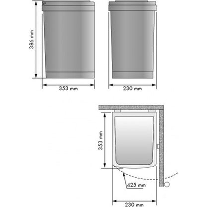 Eleganca Inbouw prullenbak - Inbouw afvalemmer - Inbouw afvalbak - Inbouw vuilnisbak - 21 Liter
