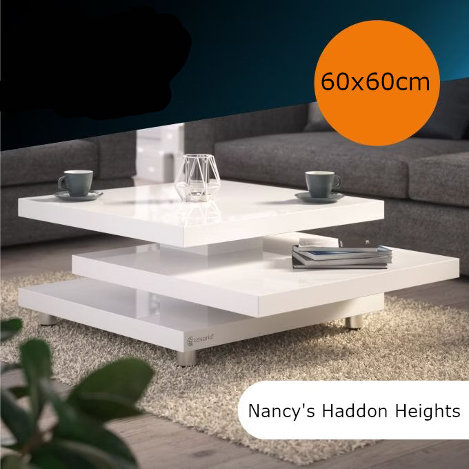 Table basse Nancy's Haddon Heights - Moderne - Polyvalente - Finition haute brillance - 60 x 60 x 31 cm