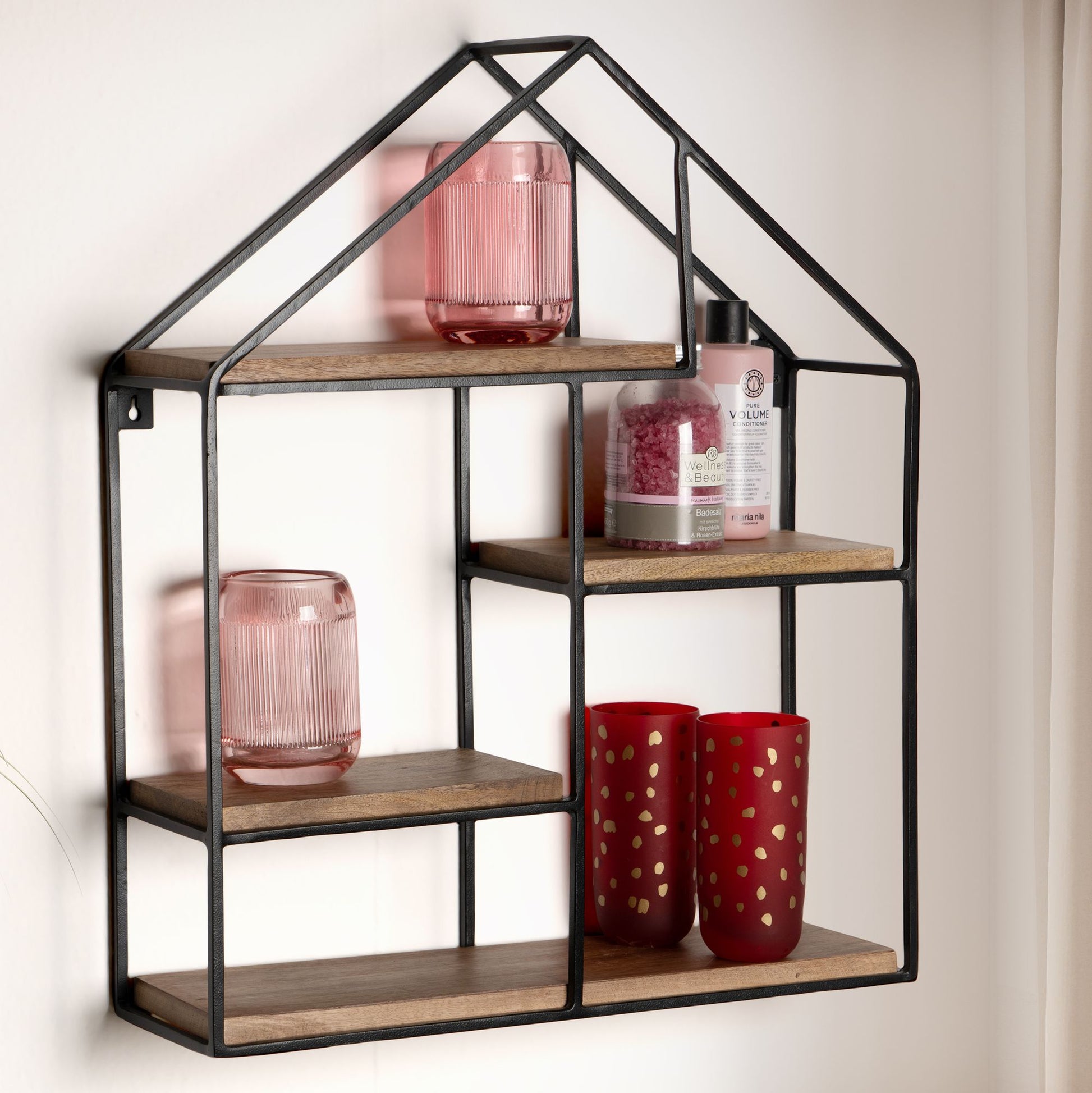 Nancy's Valbom Wandplank - Wandrek - Massief Mangohout - ± 50 x 15 x 60 cm
