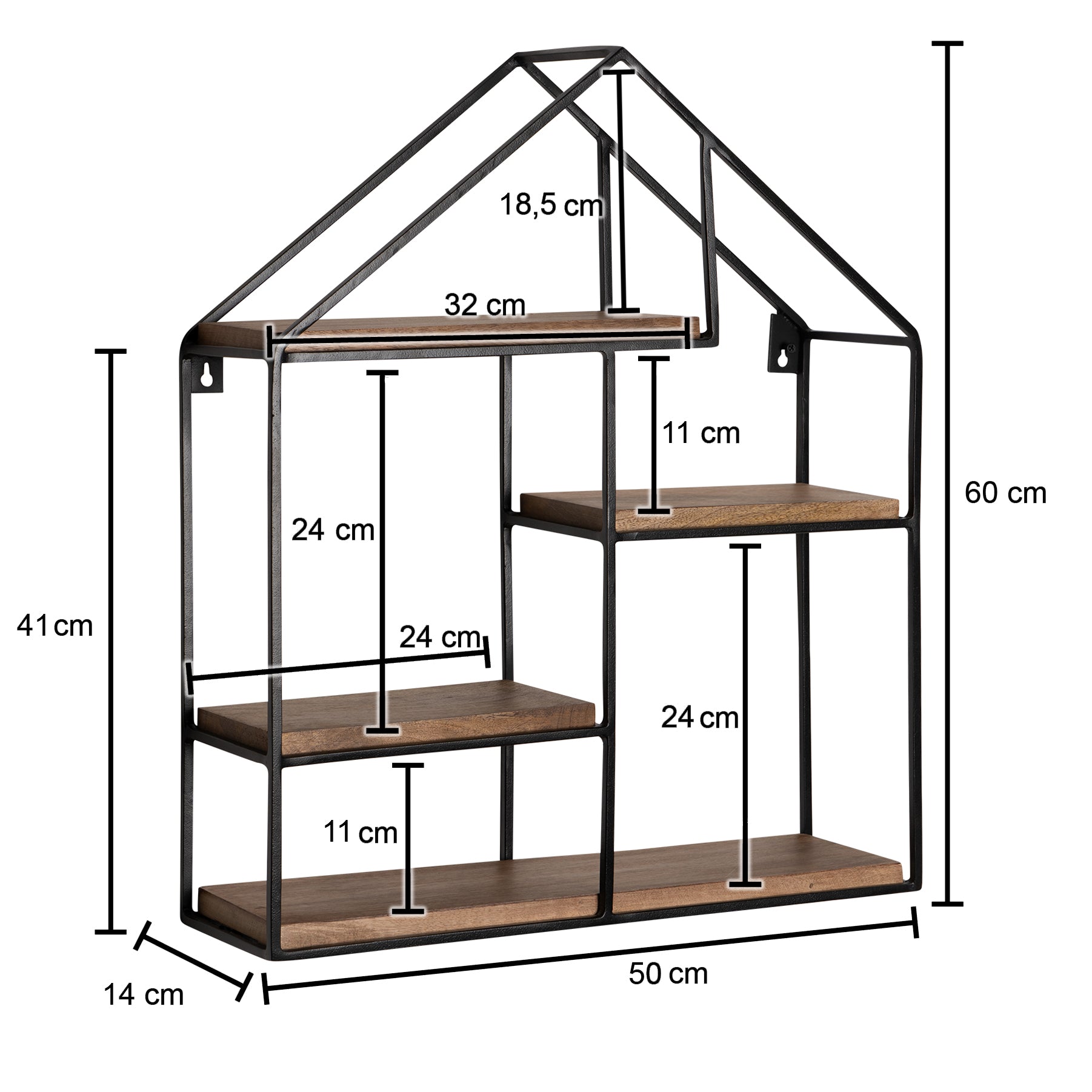 Nancy's Valbom Wandplank - Wandrek - Massief Mangohout - ± 50 x 15 x 60 cm