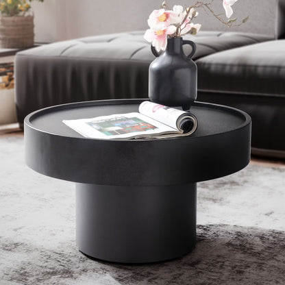 Nancy's Tubre Salontafel - Koffietafel - Bijzettafel - Rond - Zwart - Staal - ± 60 x 60 x 35 cm