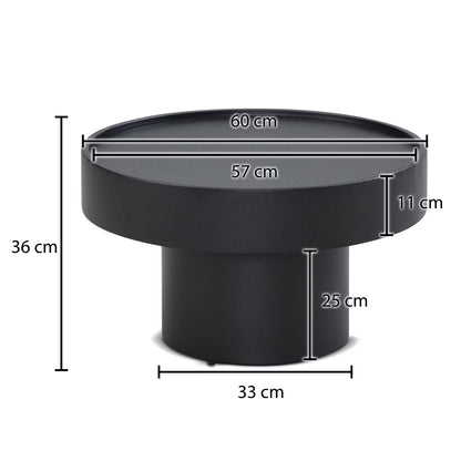 Nancy's Tubre Salontafel - Koffietafel - Bijzettafel - Rond - Zwart - Staal - ± 60 x 60 x 35 cm