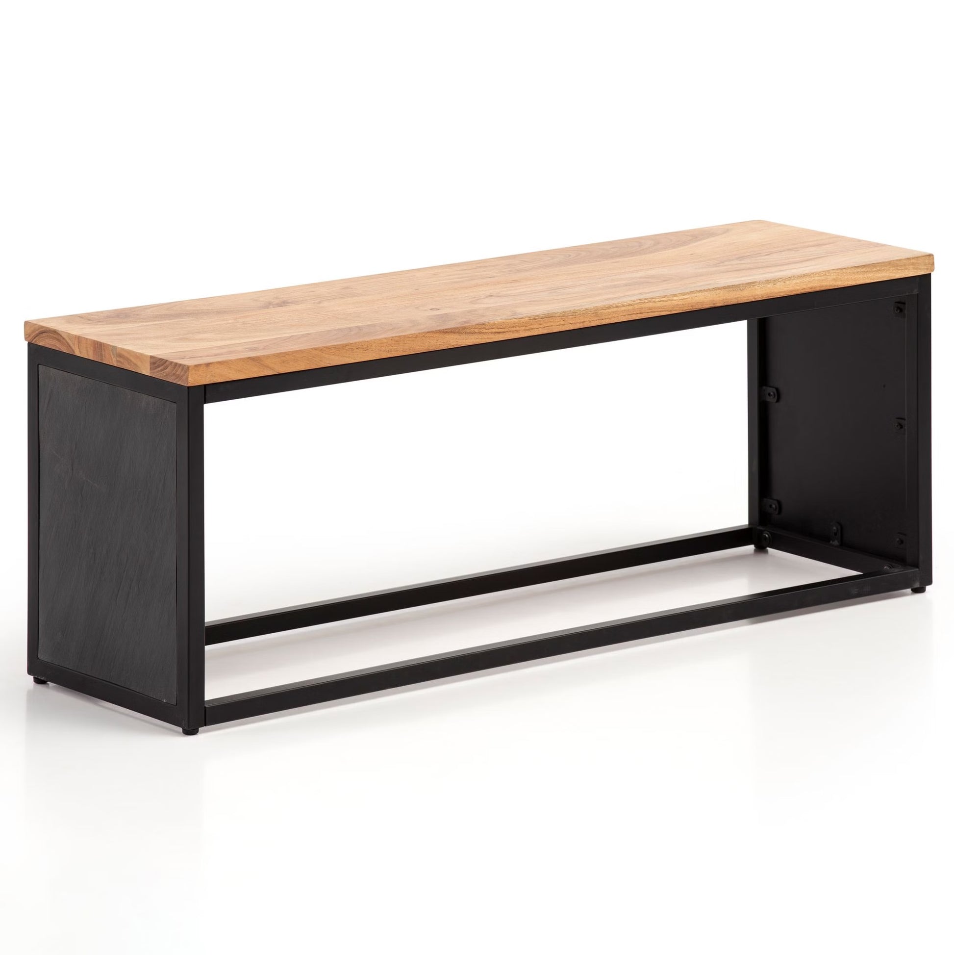 Nancy's Montacuto Bankje - Zitbankje - Gangbankje - Bruin / Antraciet - Acaciahout - 120 x 35 x 45 cm
