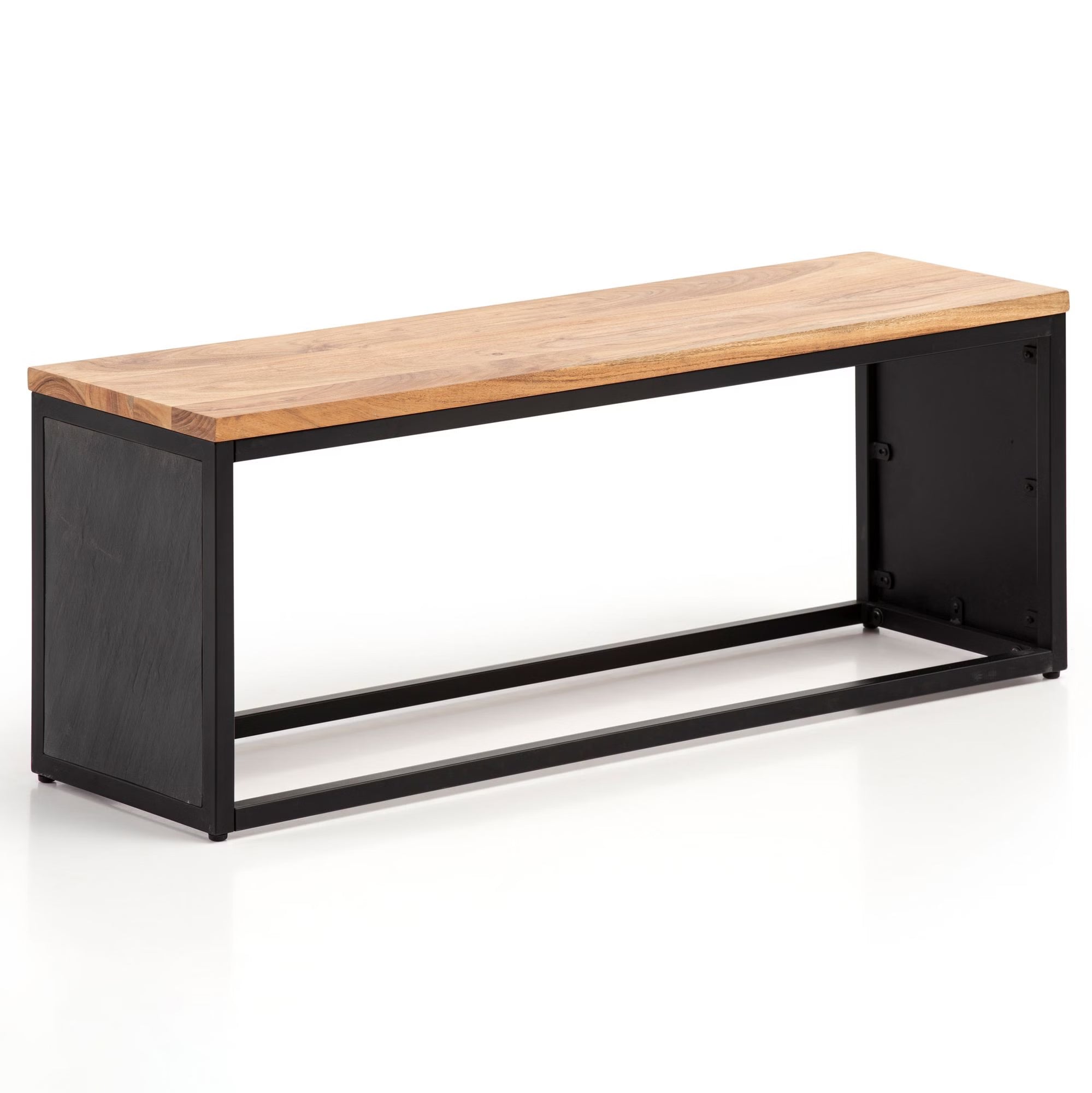 Nancy's Montacuto Bankje - Zitbankje - Gangbankje - Bruin / Antraciet - Acaciahout - 120 x 35 x 45 cm