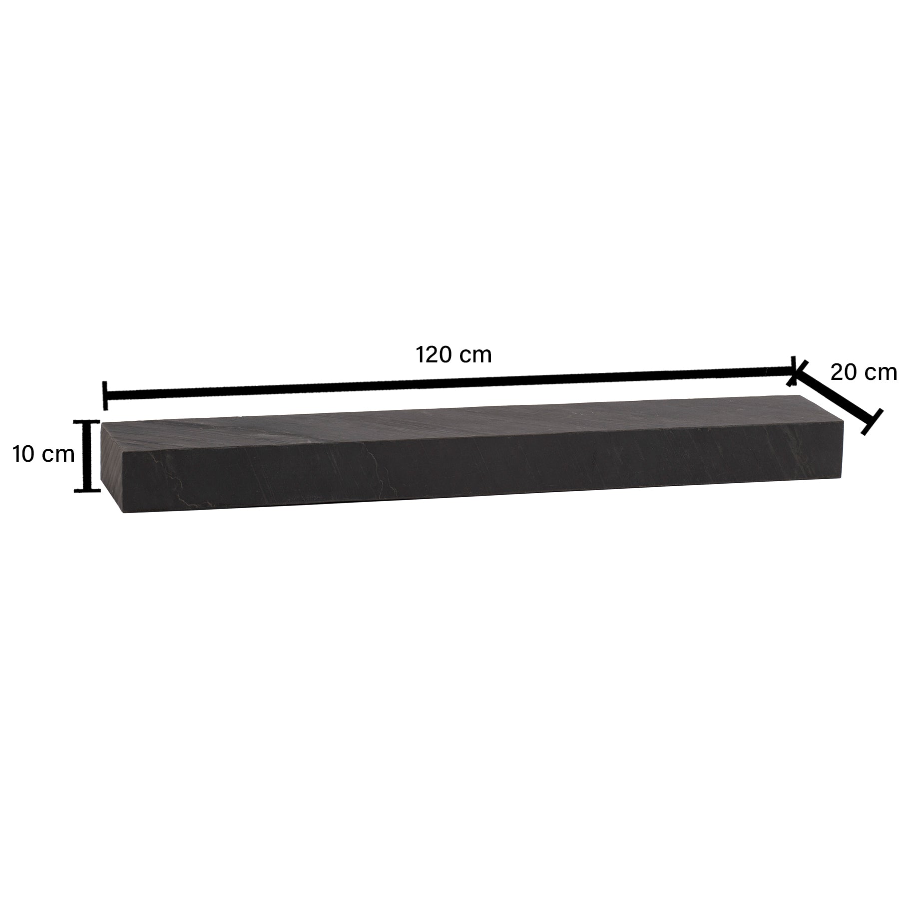 Nancy's Cidadelhe Wandplank - Wandrek - Zwevende Plank - Antraciet - Mangohout - 120 x 20 x 10 cm