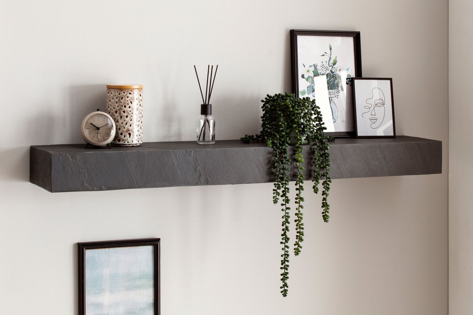 Nancy's Cidadelhe Wandplank - Wandrek - Zwevende Plank - Antraciet - Mangohout - 120 x 20 x 10 cm