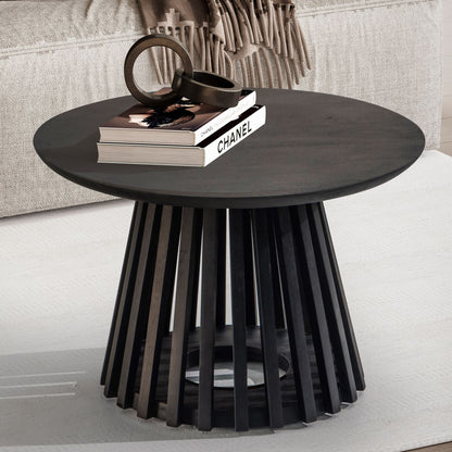 Nancy's Turi Salontafel - Koffietafel - Bijzettafel - Rond - Zwart - Massief Mangohout - ± 60 x 60 x 40 cm