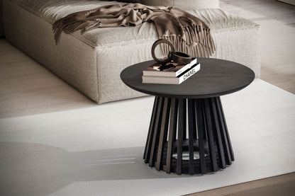 Nancy's Turi Salontafel - Koffietafel - Bijzettafel - Rond - Zwart - Massief Mangohout - ± 60 x 60 x 40 cm