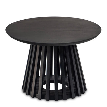 Nancy's Turi Salontafel - Koffietafel - Bijzettafel - Rond - Zwart - Massief Mangohout - ± 60 x 60 x 40 cm
