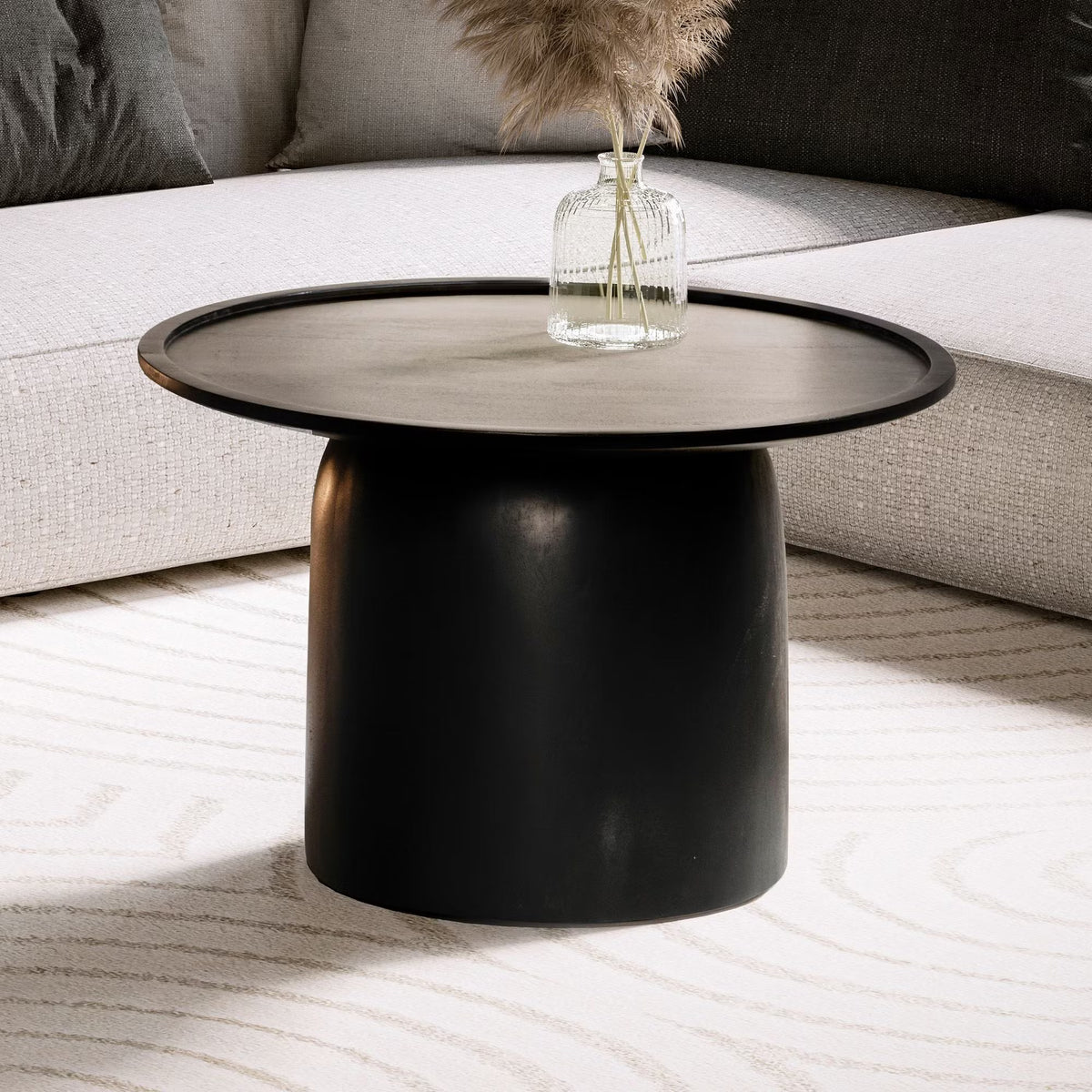 Nancy's Turate Salontafel - Koffietafel - Bijzettafel - Zwart - Massief Mangohout - 60 x 60 x 40 cm