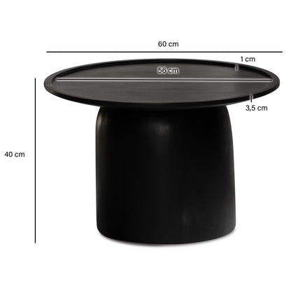 Nancy's Turate Salontafel - Koffietafel - Bijzettafel - Zwart - Massief Mangohout - 60 x 60 x 40 cm