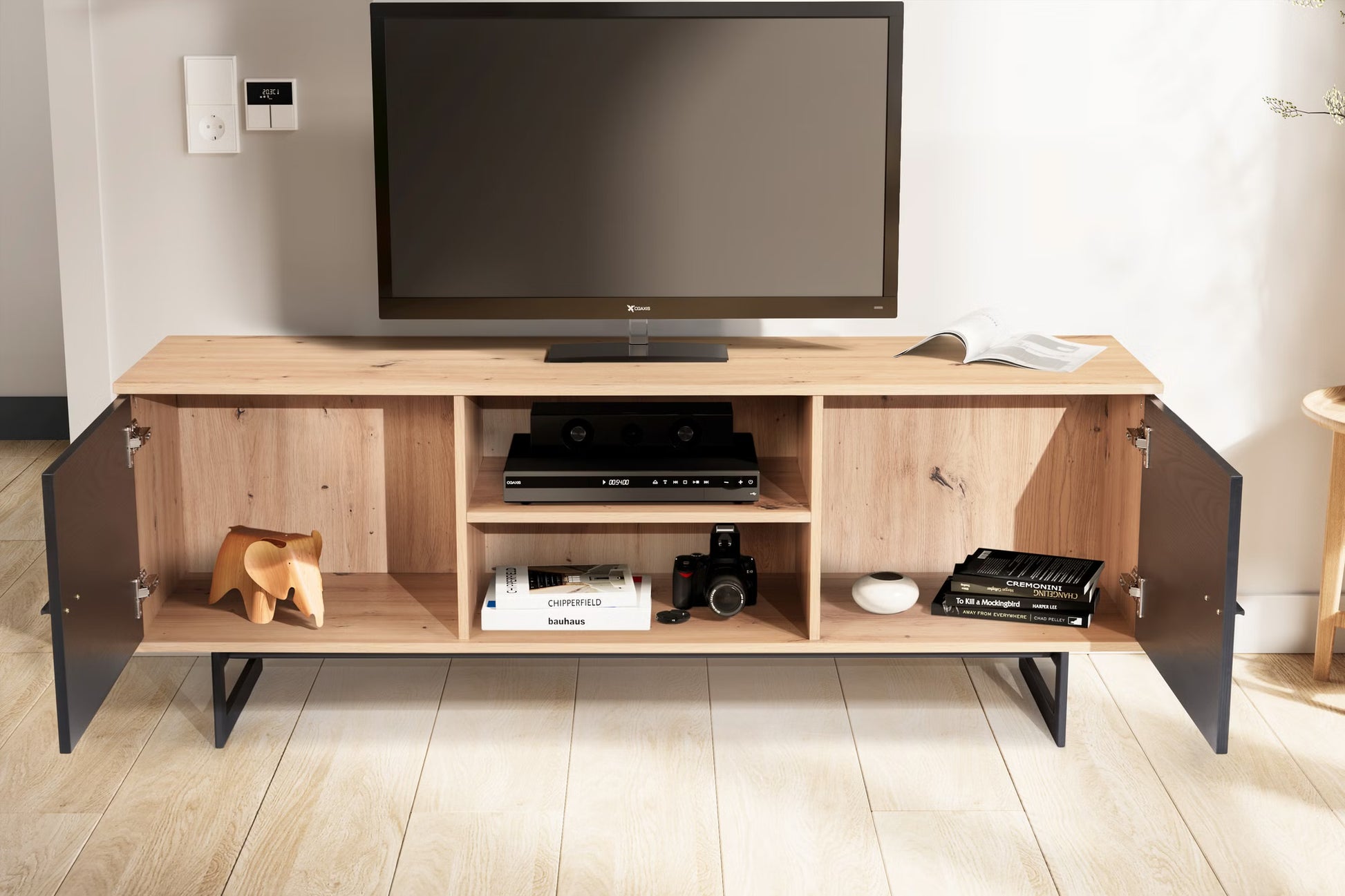 Nancy's Monfumo TV Meubel - TV Kast - Lowboard - Eiken - 150 x 40 x 55 cm