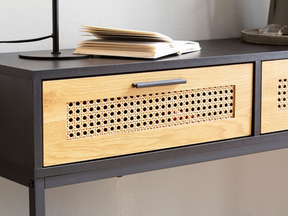Nancy's Ermida Sidetable - Consoletafel - Bijzettafel - Bruin / Zwart - Rotan / MDF / Staal - 100 x 30 x 75 cm