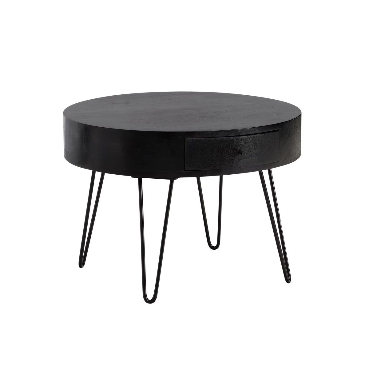 Nancy's Udine Salontafel - Koffietafel - Bijzettafel - Rond - Zwart - Massief Mangohout - ± 60 x 60 x 45 cm
