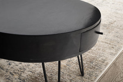 Nancy's Udine Salontafel - Koffietafel - Bijzettafel - Rond - Zwart - Massief Mangohout - ± 60 x 60 x 45 cm