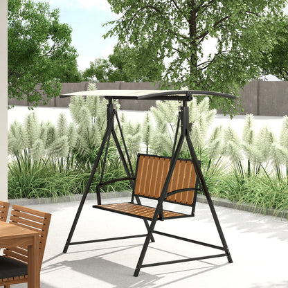 Nancy's Corbetta Schommelbank - Tuinschommel - Hollywood Schommel - Zwart / Beige - ± 140 x 110 x 160 cm