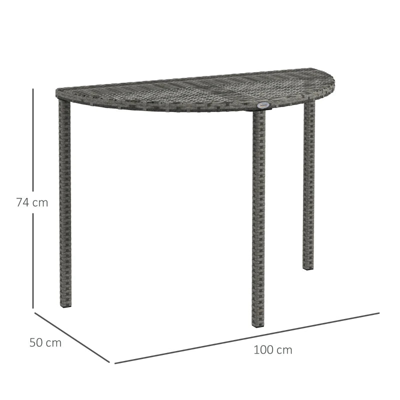 Nancy's Mancelos Balkontafel - Terrastafel - Tuintafel - Halfrond - Grijs - Rotan - ± 100 x 50 x 75 cm