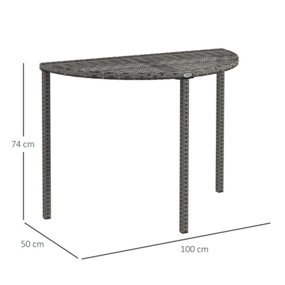 Nancy's Mancelos Balkontafel - Terrastafel - Tuintafel - Halfrond - Grijs - Rotan - ± 100 x 50 x 75 cm