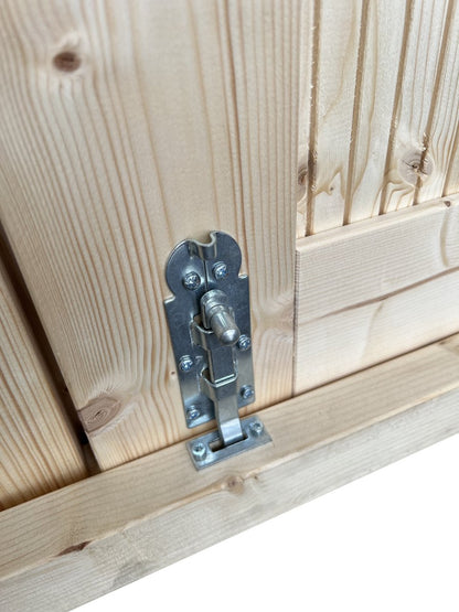 Tweedekans EASTWALL Dubbele blokhut deuren vurenhout 150 x 180 cm houten deur Inclusief hang- en sluitwerk Inclusief kozijnen