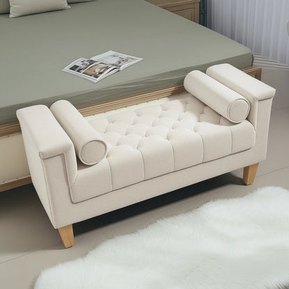 Nancy's Feteiras Bankje - Gangbankje - Zitbankje - Beige - Chenille - ± 1150 x 45 x 60 cm